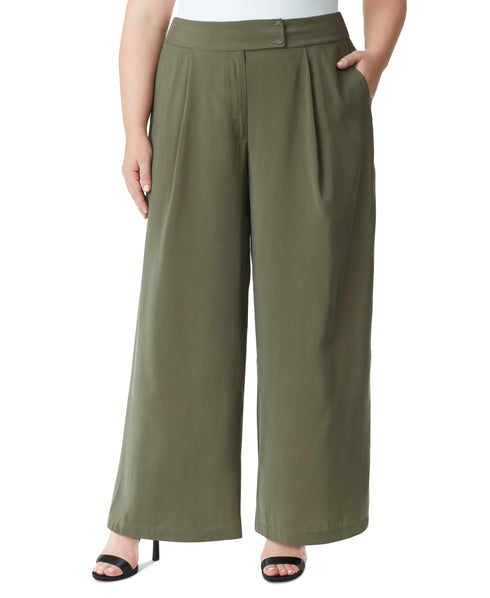 Trendy Plus Size Pleated Wide-Leg Pants
